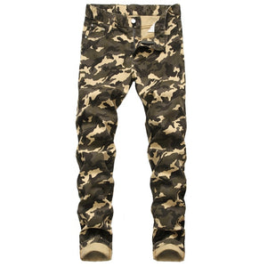 New Men Jeans Camouflage Military Printed Pants Slim Elastic Cargo Trousers Men Hip Hop Joggers Pants For Male Denim Jeans