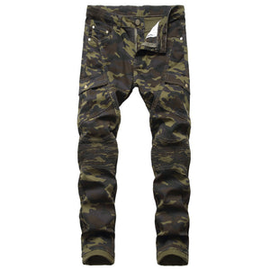 New Men Jeans Camouflage Military Printed Pants Slim Elastic Cargo Trousers Men Hip Hop Joggers Pants For Male Denim Jeans