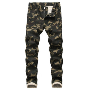 New Men Jeans Camouflage Military Printed Pants Slim Elastic Cargo Trousers Men Hip Hop Joggers Pants For Male Denim Jeans