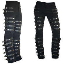 Load image into Gallery viewer, Rare Classic MJ Michael Jackson BAD PUNK Black Silm Fit Show Rock Halloween CostumePerformance Rivet Trousers /pants
