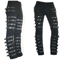 Load image into Gallery viewer, Rare Classic MJ Michael Jackson BAD PUNK Black Silm Fit Show Rock Halloween CostumePerformance Rivet Trousers /pants
