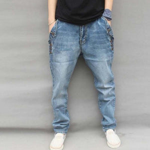 2017 New Men Jeans Hip Hop Pants Elastic Plus Size Baggy Jogger Pants Brand Harem Pants