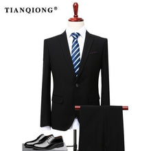 Load image into Gallery viewer, TIAN QIONG 2018 Men Business Suit Slim fit Classic Male Suits Blazers Luxury Suit Men Two Buttons 2 Pieces(Suit jacket+pants)
