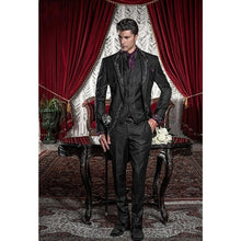 Load image into Gallery viewer, 2019 Exquisite Embroidery Groomsmen Tuxedos (Jacket+Pants+Vest) Bespoke Black Groom Wedding Men Suit Set Prom Mens Suits Blazers
